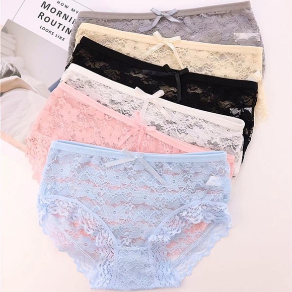BLUE All lace panties. Stretch see through lace with cotton Gusset - Picture 2 of 3